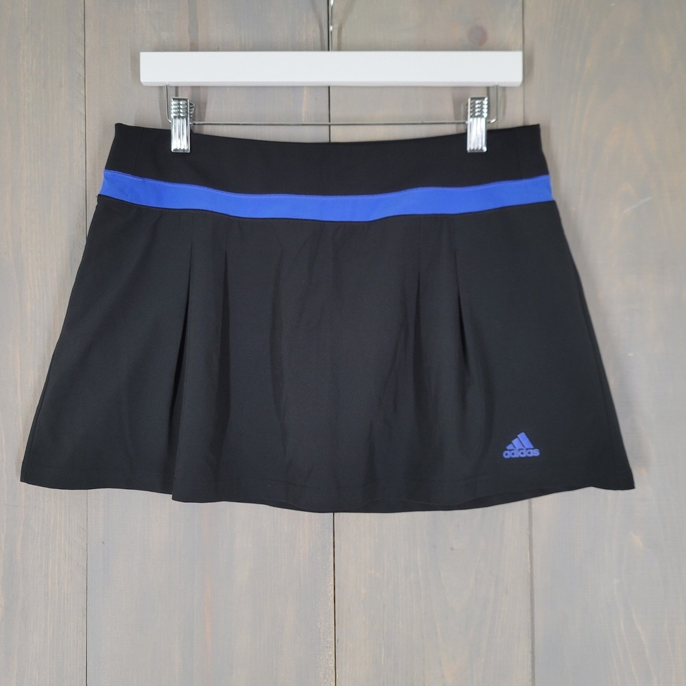 Adidas Skort Women Medium Black Blue‎ Climalite Pleated Tennis Golf Skirt Active